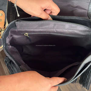 Women's Handmade Cowhide Fringe <b>Crossbody</b> <b>Bag</b> with Hand Tooled Leather Flap Adjustable Strap Spacious Interior Shoulder Handbags - Product Image 6