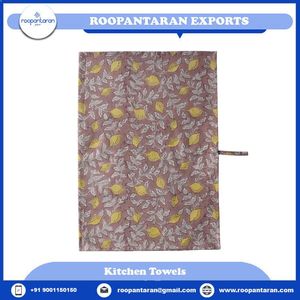 Produits les plus vendus, torchon de cuisine en coton bohème avec imprimé feuille de citron, chiffon de nettoyage rectangulaire réutilisable pour la cuisine - Product Image 4