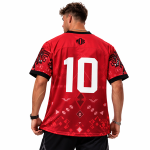 Maillot de football américain personnalisé rouge pour homme – Fabricant de maillots en mesh coupe ample, vêtements de sport surdimensionnés, personnalisation OEM, marque privée - Product Image 6
