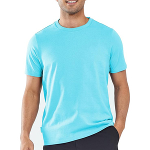 Men T <b>Shirt</b> Aqua Sky Blue Short Sleeve Round Neck Soft Cotton Blank Plain Casual Summer Lightweight - Product Image 1