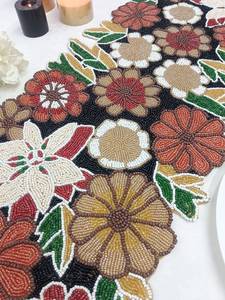 Handmade Luxury Floral Beaded Eco-Friendly Table <b>Runner</b> Oriental Design Fabric Mats & Pads Red <b>Green</b> Decorative - Product Image 5