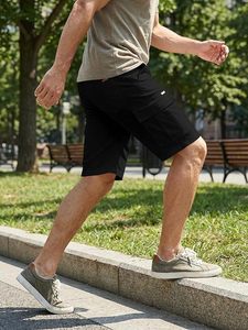 Shorts cargo décontractés pour homme en sergé de coton, avec cordon de serrage, style chino classique, extensibles, 6 poches - Product Image 3