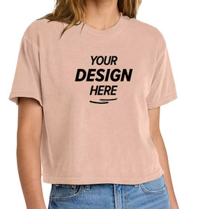 Trendy Colors <b>Peach</b> Cropped Mockup Casual Boxy Fit Crop <b>Top</b> T-Shirt Display Print Crop <b>Top</b> T-Shirt - Product Image 1