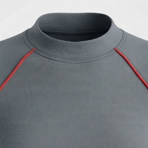 Women's 2 Piece Sporty Set Short Sleeve <b>Crop</b> <b>Top</b> and Above Knee Shorts Solid Gray with <b>Red</b> Stripe Quick Dry Knitted Fabric - Product Image 4