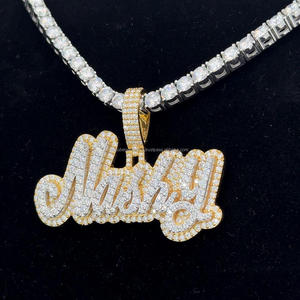 Hiphop 3 pulgadas Moissanite inicial colgante S925 Iced Out dos tonos VVS diamante letra colgante Bling rapero Moissanite nombre colgante - Product Image 5