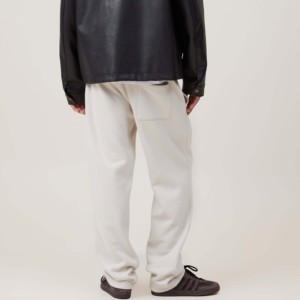 <b>Men's</b> <b>White</b> Polyester Sweatpants Elastic Waist Drawstring Casual <b>Joggers</b> Side Pockets Lightweight Summer Wear Breathable - Product Image 4