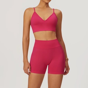 High Elastic <b>Seamless</b> Gym Set Women Yoga Clothing Sportswear Impact <b>Leggings</b> and Halter Sports Bra 2 Piece Sets Workout Outfit - Product Image 1