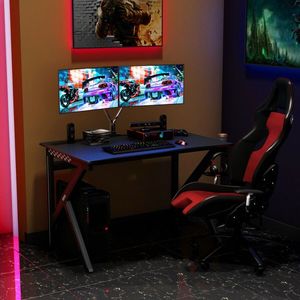 Scrivania da Gaming a Forma di K con Portabicchieri e Gancio per Cuffie, Tavolo Moderno in Legno per Casa, Ufficio e Sala Giochi - Product Image 4