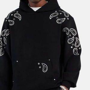 Sweat-shirt à capuche zippé pour homme, coupe ample, décontracté, noir, en coton French Terry, streetwear d'hiver, service OEM - Product Image 6