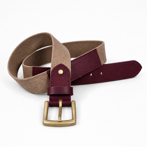 Cinturón Elástico Tejido para Hombre, Cinturón de Lona con Ribete de Cuero y Hebilla de Latón, Cinturones Casuales para Golf y Jeans, Venta al Por Mayor, Logotipo Personalizado - Product Image 1
