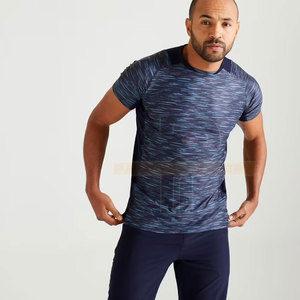 T-shirt à manches courtes pour homme, col rond, couleur dégradée, respirant, en polyester, coupe classique, pour toutes les saisons, idéal pour la course à pied - Product Image 3