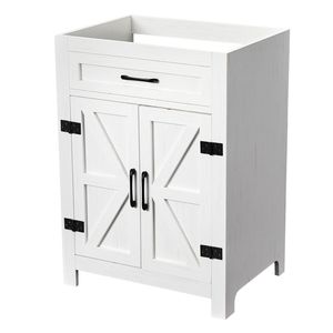 Mobile bagno lavabo a doppia anta in truciolato melaminico bianco lavato, con ripiani interni a U, 61x47x85cm - Product Image 4