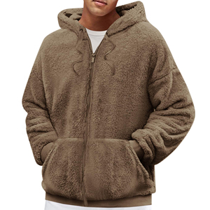 Sweat à capuche unisexe personnalisé en polaire Sherpa, coupe-vent, écologique, chaud pour l'hiver, zippé, style décontracté streetwear et extérieur - Product Image 4