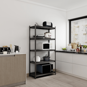 5 Tier <b>Adjustable</b> Metal Storage Shelves 2200LBS Capacity Black Garage <b>Shelving</b> <b>Unit</b> Requires Assembly - Product Image 5