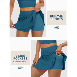 Conjunto de 2 piezas de secado rápido para mujer, elástico en 4 direcciones, ligero, con dos bolsillos laterales, pantalones cortos incorporados, transpirable, servicio OEM. - Product Image 5