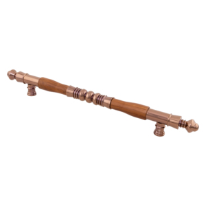 Poignée longue de porte principale en aluminium et bois Rodon, finition PVD Or, Or Rose, Noir Mat, pour quincaillerie d'entrée en bois - Product Image 3