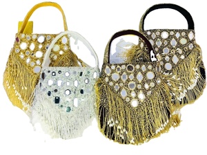 Nuevo Bolso de Fiesta Étnico de Alta Calidad, Diseño Artesanal, Tipo Potli, para Novias, con Pedrería y Patrón de Piedras, Estilo Fusion para Damas - Product Image 5