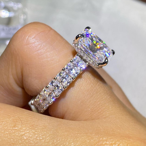 Hot Selling Iced Jewelz 3.90Carat Radiant Cut <b>Ring</b> 14K yellow Gold Gold Plated for her IGI - Product Image 4