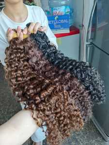 Venta al por mayor cutícula alineada cabello humano crudo vietnamita birmano rizado profundo rizado extensión de cabello a granel color natural - Product Image 5