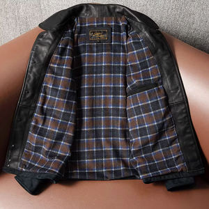 Veste en cuir de vachette suédée vintage pour homme, col rabattu, multi-poches, coupe classique, vêtement décontracté de style motard - Product Image 4