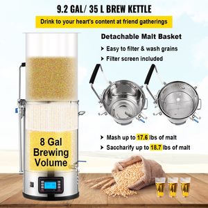9.2 per birreria casalinga All-in-One/35 L sistema di produzione di birra elettrica 100-1800W pompa di alimentazione dispositivo di ebollizione per Auto/pannello in modalità manuale - Product Image 4