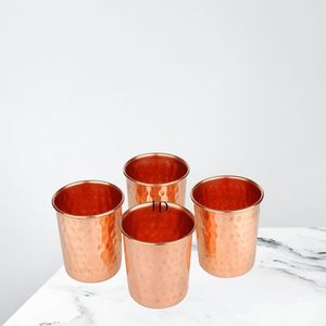 Handcrafted Copper Tumbler Set Solid Color Vintage Style Reusable <b>Drinkware</b> For Party And Home Use - Product Image 1
