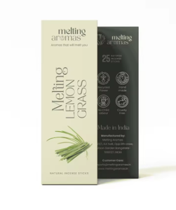Bâtons d'encens à la citronnelle naturelle MELTING LEMONGRASS, parfum de citronnelle naturelle, longue durée, pour usage spirituel - Product Image 2