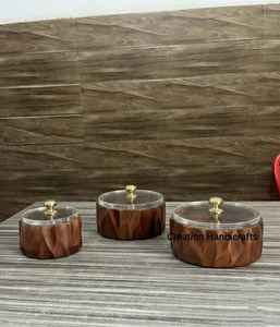 Juego de Cazuelas de Madera Premium con Tapa Transparente Hecha a Mano y Tapa Acrílica para Uso en la Cocina - Product Image 1