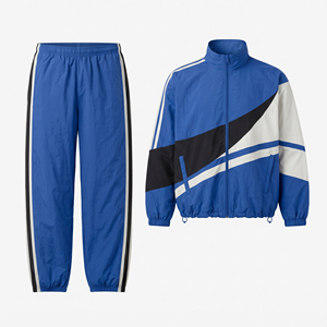 Ensemble de survêtement rétro pour homme à rayures diagonales, 2 pièces, veste zippée intégrale, pantalon de jogging à rayures latérales, vêtements de sport décontractés - Product Image 1