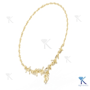 Lab Grown Diamond Botanical <b>Leaf</b> Statement Necklace KRUP JEWELS 14K/18K Solid Gold Brilliant Cut Pave Floral Bridal Gift <b>Jewelry</b> - Product Image 5
