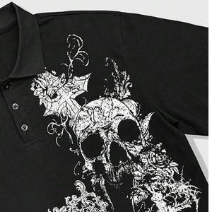 Custom Gothic <b>Skull</b> Print Oversized Polo Shirt Men Short Sleeve Casual Streetwear Summer Unisex OEM Wholesale <b>Top</b> - Product Image 5