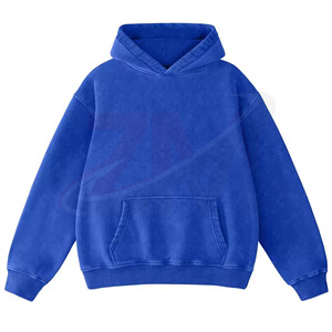 Nuevas sudaderas con capucha lisas de felpa 100% algodón, 400 GSM, color azul, OEM y ODM, para ropa de punto universal para hombre, al por mayor. - Product Image 5