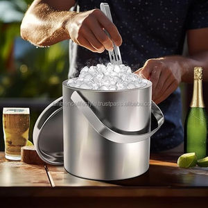 Commercial Grade Stainless Steel Metal Ice <b>Bucket</b> With Lid And Tongs Ideal For Bars Hotels Restaurants And Catering Services - Product Image 3