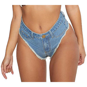 Shorts en jean taille haute moulants pour femme, style décontracté, coupe droite, bords bruts, respirants, collection été 2026, inspiration européenne et américaine - Product Image 2