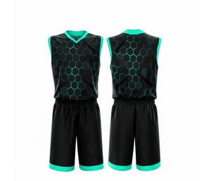 Ensemble de shorts et maillot de basket personnalisés, uniforme sportif entièrement sublimé en polyester respirant et à séchage rapide pour hommes et femmes - Product Image 3
