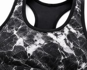 Soutien-gorge de sport dos nageur à maintien élevé pour femme, col en U, écologique, séchage rapide, pour yoga et activités sportives, noir et blanc, sans coutures, respirant - Product Image 4