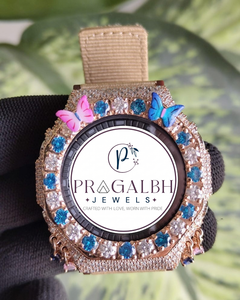 นาฬิกาเพชรแบบกำหนดเอง Pragalbh Jewels ประดับเพชรโมอิสซาไนต์รูปผีเสื้อ ตัวเรือนสแตนเลสสตีลสีโรสโกลด์ ของขวัญสุดหรู - Product Image 3