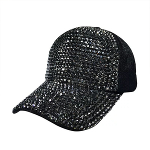 Gorra de béisbol con pedrería brillante y diseño rasgado, gorra trucker con malla trasera, visera cubierta de cristales, transpirable, impermeable, sombrero de sol de verano - Product Image 3