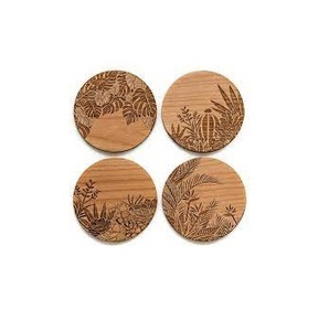 Custom Laser Engraved Wooden <b>Coaster</b> Set Eco Friendly Tropical Botanical Plant Wood Cup Mat Hot Sale Wholesale <b>Drink</b> <b>Coasters</b> - Product Image 1