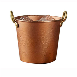 Trending Look Copper Round Ice Bucket With Brass Handles Vintage Design Rust Resistant For Party Use Home Party Bar - Product Image 1