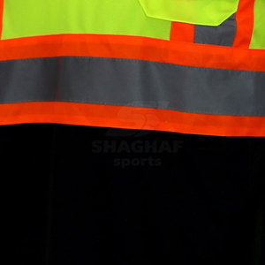 New High-Visibility T <b>Shirt</b> Fluorescent Green Breathable Mesh Fabric Long Sleeve Safety Uniform with Reflective Stripe - Product Image 4