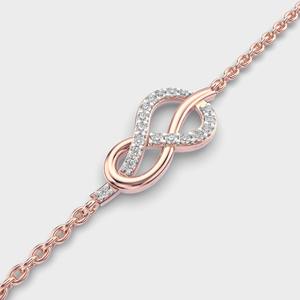 Pulsera de Oro Amarillo/Blanco/Rosa de 9K con Diamantes Cultivados en Laboratorio, Diseño de Nudo Infinito, Cadena con Micropavé - Product Image 6