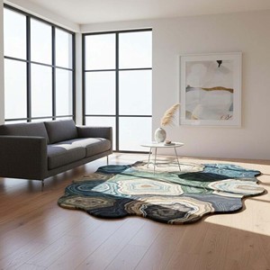 Modern <b>Geode</b> <b>Crystal</b> Area Rug Abstract Agate Stone Rug Luxury Hand Tufted Rug Wool Rug Irregular Styling Home Decorative Rug - Product Image 1