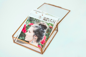 Modern Luxury Glass Jewelry Storage Box Organizer Gold Brass Framed with <b>Double</b> Lid Pressed Flowers Glass <b>Photo</b> <b>Frame</b> - Product Image 3