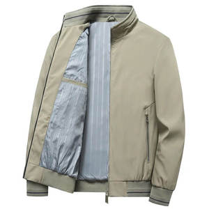 Men's Lightweight Baseball Style <b>Bomber</b> <b>Jacket</b> Solid Fashion Stand Collar Versatile Outerwear Winter Breathable Customized Color - Product Image 4