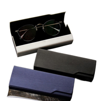 Nouveau design boîte de rangement en cuir pliable noir en cuir lunettes lunettes de soleil lunettes boucle d'oreille pendentif boîtes d'emballage étuis avec logo