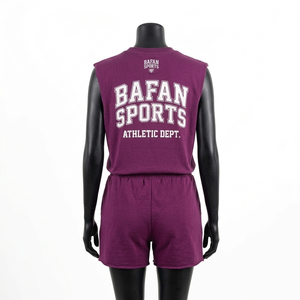 Ensemble de t-shirts sans manches pour femmes, 180 GSM, jersey de coton et polyester de qualité supérieure, couleur marron, vêtements de sport, logo personnalisé - Product Image 2