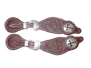 Correas de Espuelas de la Mejor Calidad, Correas de Espuelas Occidentales de Cuero DD de Alta Calidad con Hebilla de Pin, Correas de Espuelas con Conchos Tallados a Mano, Colores Surtidos - Product Image 5