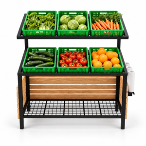 Exhibidor de Productos Metálico de 3 Niveles, Estante Independiente para Tienda de Abarrotes con Soporte para Bolsas - Product Image 1