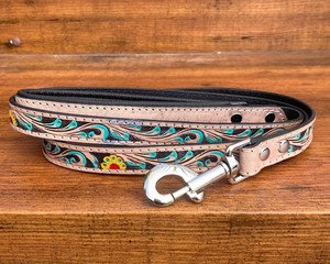 Vente en gros d'usine OEM ODM conception personnalisée collier de chien en cuir usiné à la main et laisse pour animaux de compagnie en cuir véritable ensemble de laisses de circulation pour chiens en peau de vache - Product Image 3